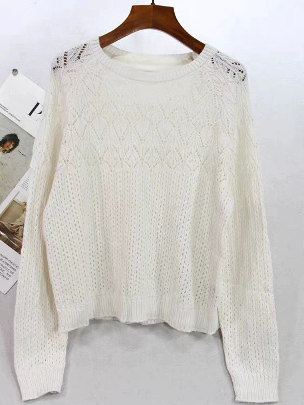 ZARA Chic Solid Color Crochet Sweater Lightweight Breathable